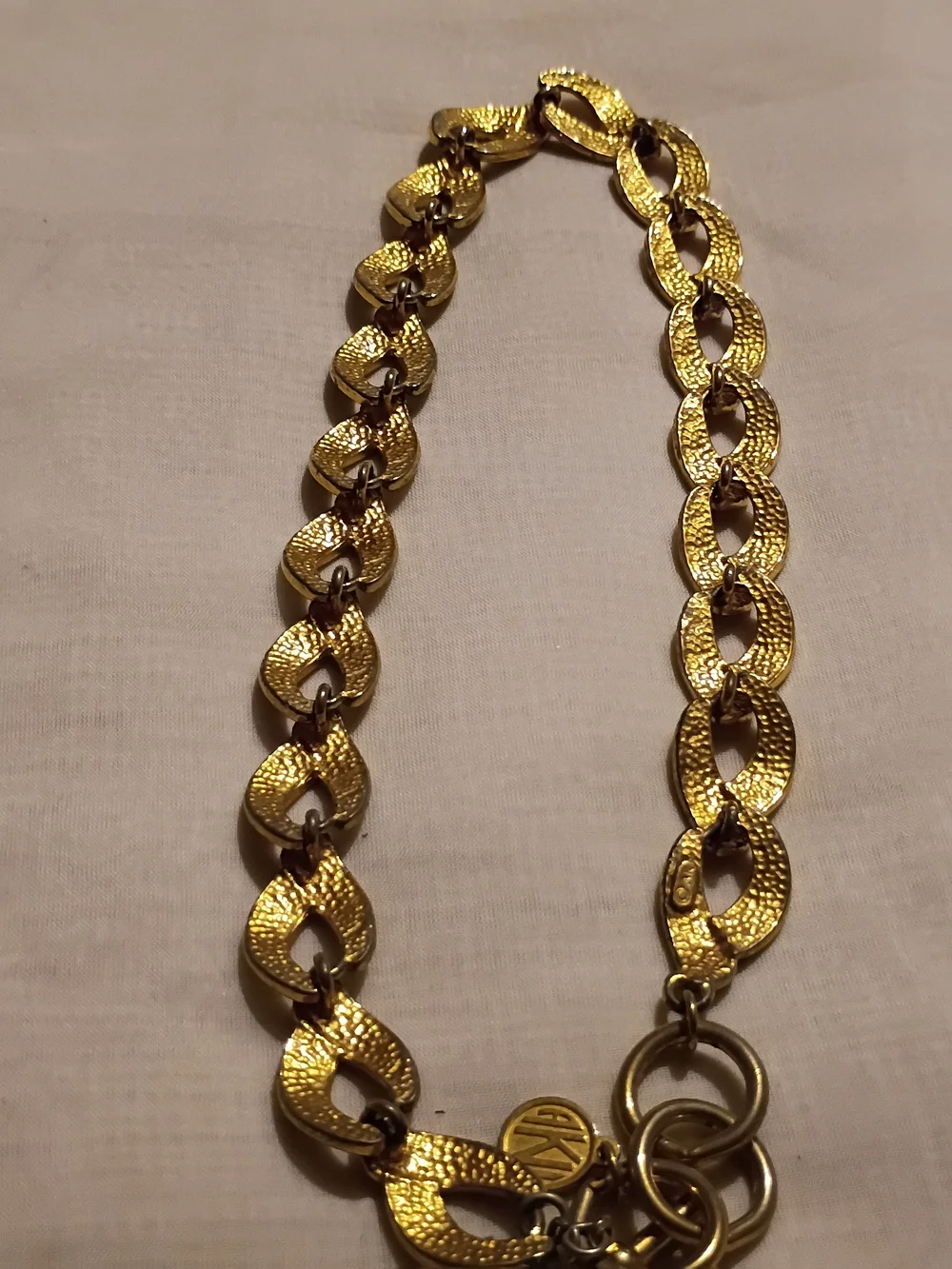 Vintage Ann Klein Gold-Tone Textured Link Necklace - Women Jewelry